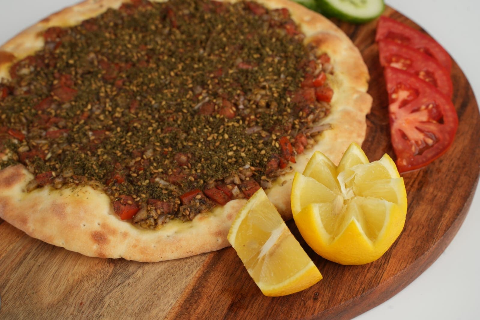 Zaatar Manakish Original Recipe (with tomato & onion)